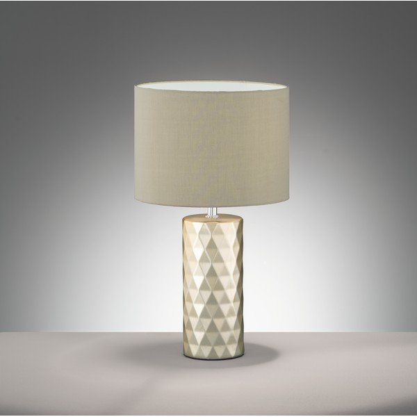 Beżowa lampa stołowa z tekstylnym kloszem (wysokość 43 cm) Abo – Fischer & Honsel-image-1