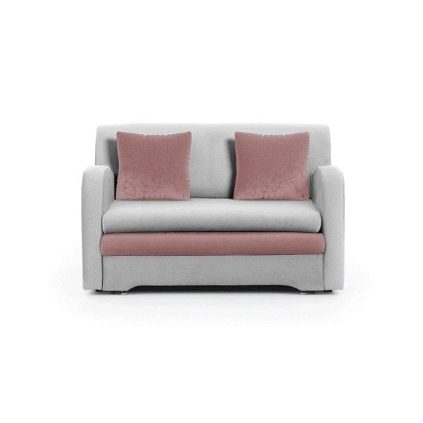 Różowa/jasnoszara aksamitna rozkładana sofa 130 cm Ario – ELTAP