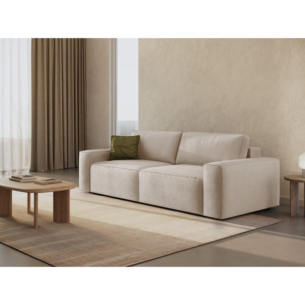 Beżowa rozkładana sofa z materiału bouclé 247 cm Jodie – Micadoni Home-image-1