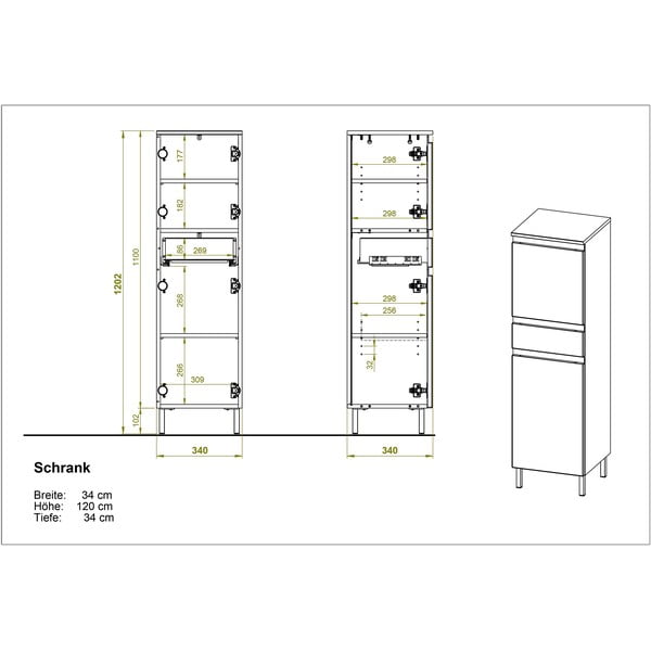 Biała wysoka szafka łazienkowa w dekorze dębu 34x120 cm Torrance – Germania-image-3