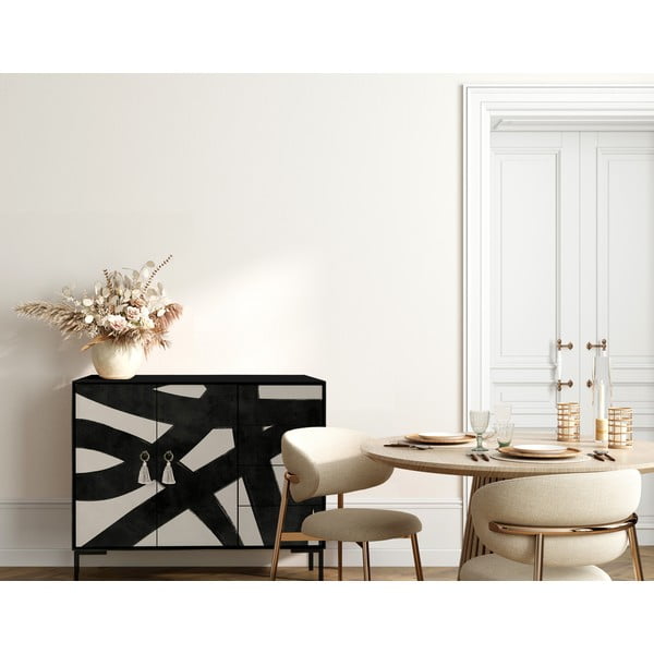 Czarno-beżowa niska komoda 113x84 cm Wilma – Really Nice Things-image-4