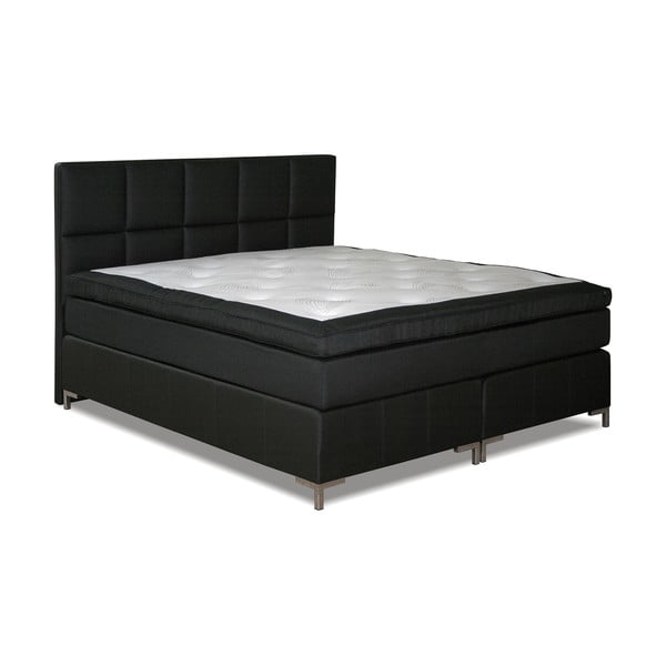 Czarne łóżko z materacem Gemega Delux, 140x200 cm
