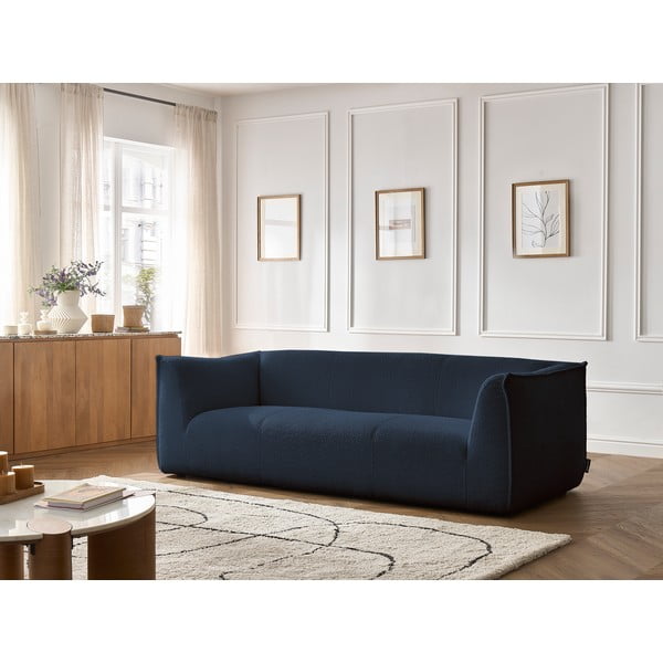 Ciemnoniebieska sofa z materiału bouclé 242 cm Giorgia – Bobochic Paris-image-1
