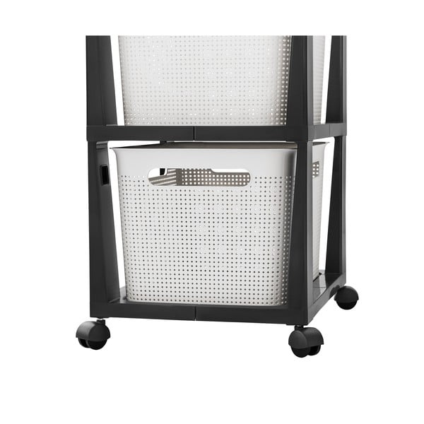 Biało-czarny plastikowy regał na kółkach 30x77 cm Brisen − Rotho-image-2