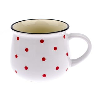 Biały ceramiczny kubek w czerwone kropki Dakls Happy Time, 770 ml