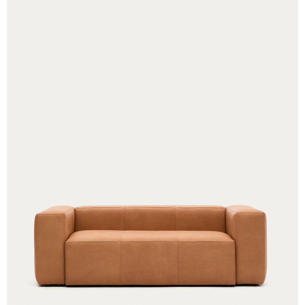 Brązowa skórzana sofa 210 cm Blok – Kave Home