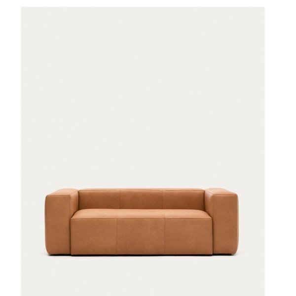 Brązowa skórzana sofa 210 cm Blok – Kave Home