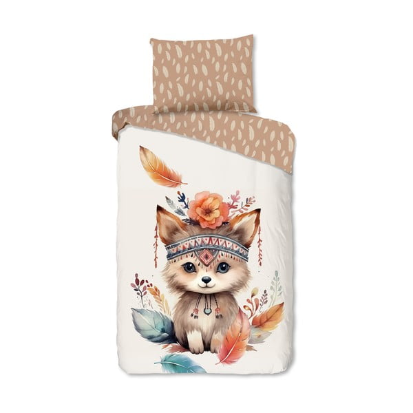 Brązowo-beżowa bawełniana pościel dziecięca jednoosobowa 140x200 cm Hay – Good Morning