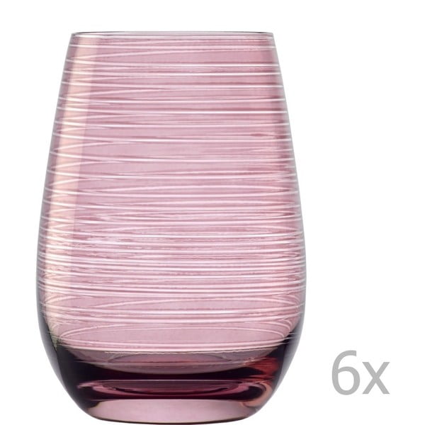 Zestaw 6 różowych szklanek Stölzle Lausitz Twister, 465 ml