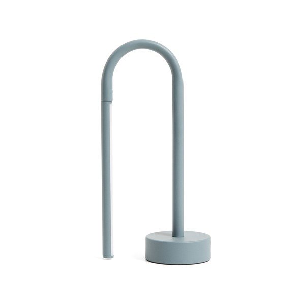 Jasnoniebieska metalowa lampa stołowa LED (wysokość 30 cm) Bow – Kave Home