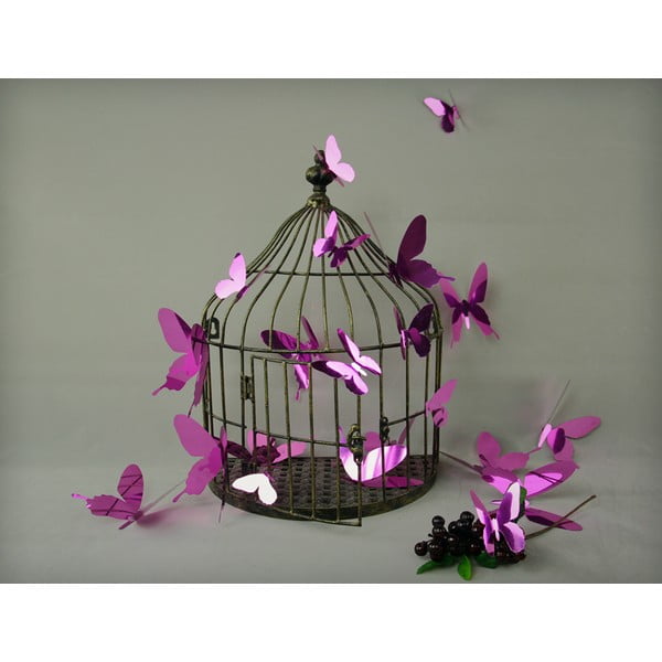 Zestaw 12 fioletowych naklejek 3D Ambiance Butterflies Purple