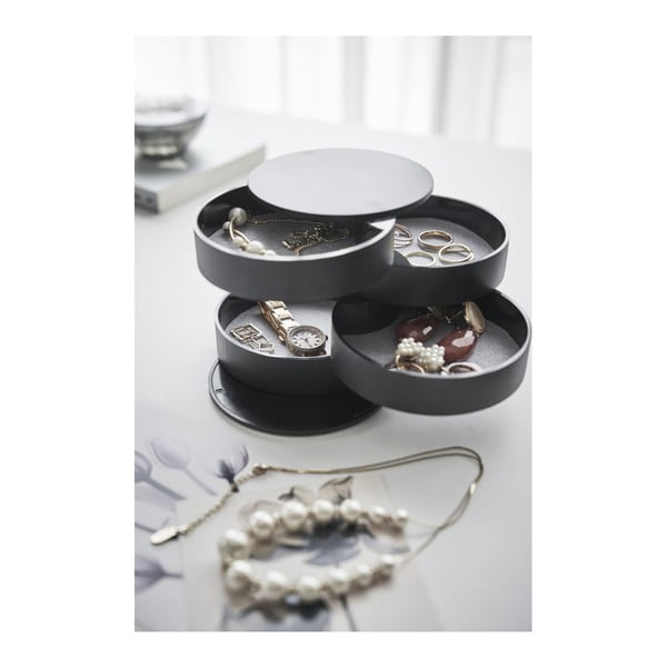 Czarna wielopoziomowa szkatułka na biżuterię YAMAZAKI Tower, ⌀ 10 cm-image-1