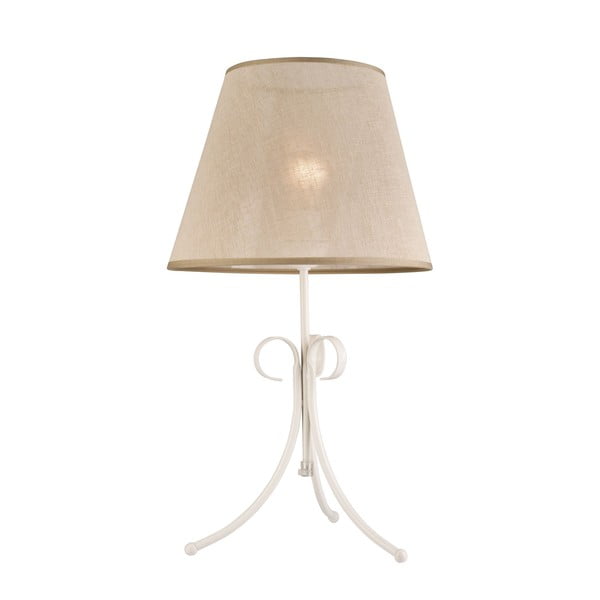 Biała lampa stołowa z tekstylnym kloszem (wys. 55 cm) Lorenzo – LAMKUR