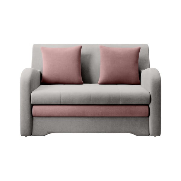 Różowa/jasnoszara aksamitna rozkładana sofa 130 cm Ario – ELTAP