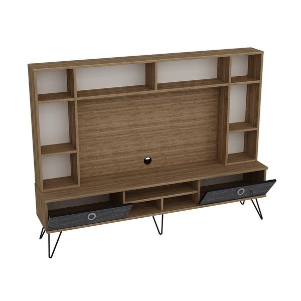 Szaro-brązowy zestaw pod TV w dekorze orzecha 180x136 cm Lorenz – Kalune Design-image-2