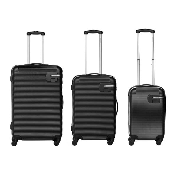 Zestaw 3 czarnych walizek podróżnych Packenger Bannisters