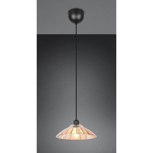 Czarna/w bursztynowym kolorze metalowa lampa wisząca ze szklanym kloszem ø 29,5 cm Eluna – Reality-image-1