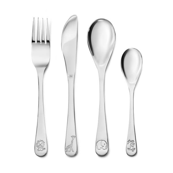 Sztućce dla dzieci 4 szt. ze stali nierdzewnej w kolorze srebra Miffy Zoo – Zilverstad-image-1