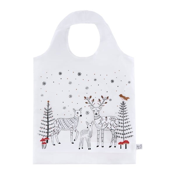 Biała torba na zakupy ze świątecznym motywem Sass & Belle Winter Forest