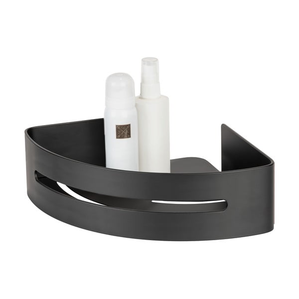 Narożna samoprzylepna metalowa półka łazienkowa w kolorze matowej czerni Bivio – Wenko-image-4