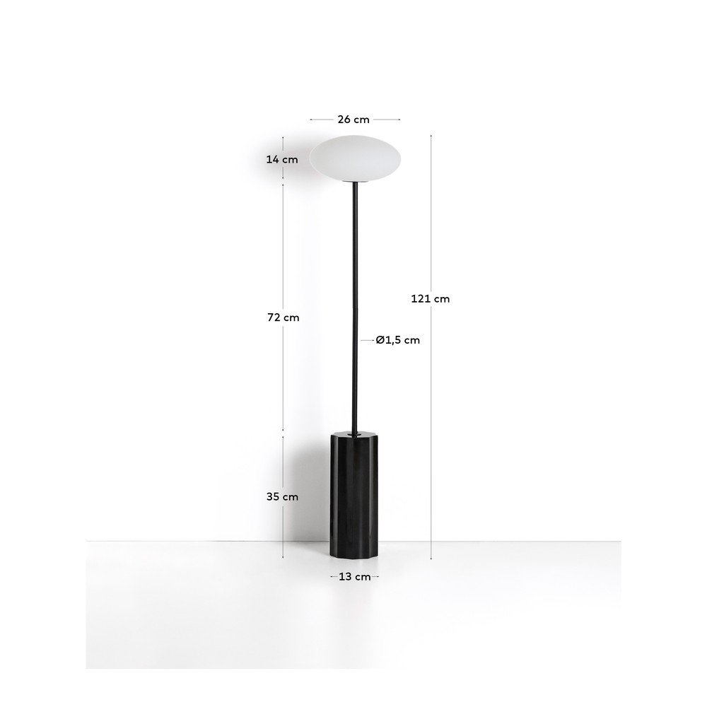 Biała/czarna lampa stojąca ze szklanym kloszem (wysokość 120 cm) Idela – Kave Home (zdjęcie 4)