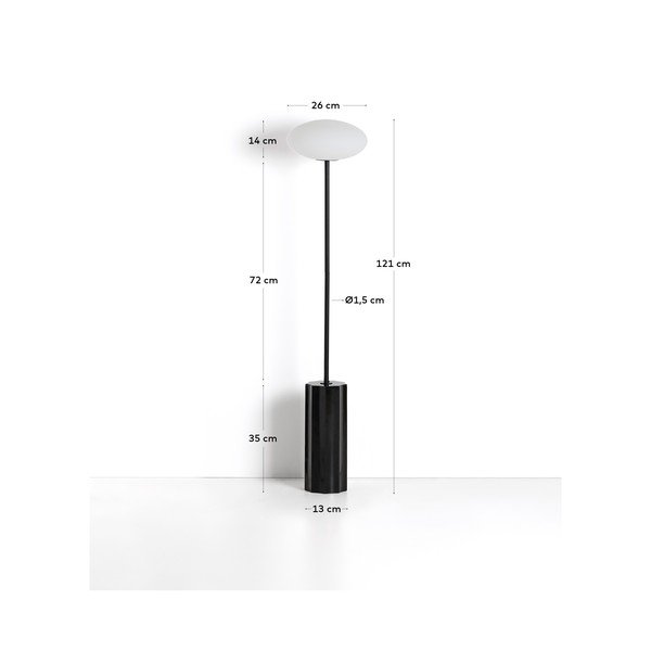Biała/czarna lampa stojąca ze szklanym kloszem (wysokość 120 cm) Idela – Kave Home-image-3