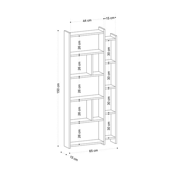 Regał w dekorze dębu 65x150 cm Momo – Kalune Design-image-3