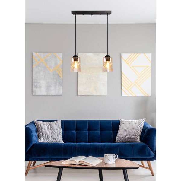 Czarna lampa wisząca ze szklanym kloszem 10x44 cm Felis – Candellux Lighting-image-1