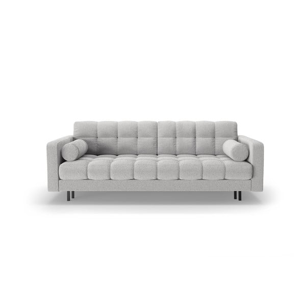 Jasnoszara rozkładana sofa ze schowkiem z materiału bouclé 222 cm Bali – Cosmopolitan Design