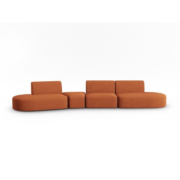 Sofa  z tkaniny szenilowej lewostronna w kolorze terakoty 428 cm Paolo – Milo Casa