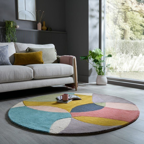 Wełniany okrągły dywan tkany ręcznie ø 160 cm Glow Multi – Flair Rugs-image-1