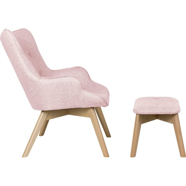 Jasnoróżowy fotel z podnóżkiem Niko – Ropez-image-3