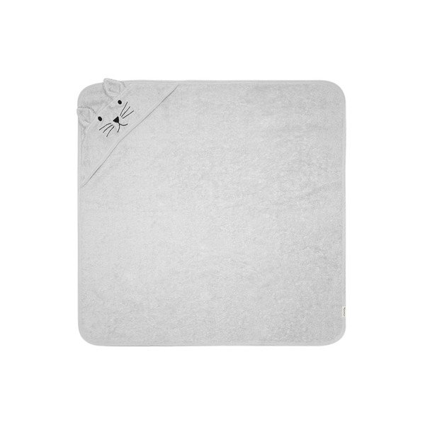 Szary bawełniany ręcznik dziecięcy z kapturkiem Kindsgut Cat-image-3