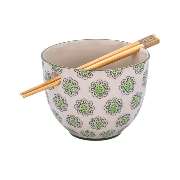 Zielono-szara kamionkowa miska 450 ml Geometric – Sass & Belle