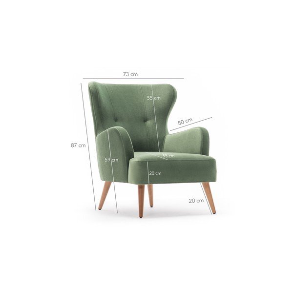 Zielony fotel uszak Balcab Home Jane-image-3