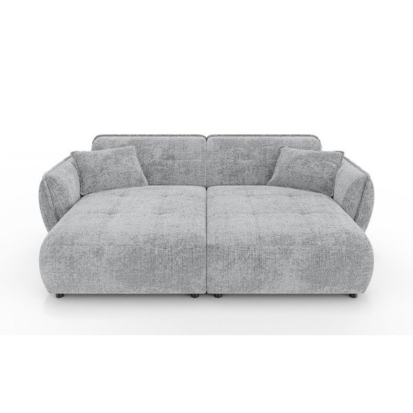 Jasnoszara sofa z tkaniny szenilowej z szezlongiem 252 cm Nelia Big – Ropez