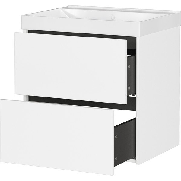 Biała wisząca szafka pod umywalkę z matowym wykończeniem 61x65 cm Bodera – Germania-image-4