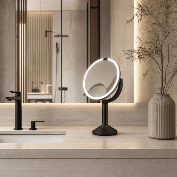 Lustro z oświetleniem/powiększające (powiększenie 5x/powiększenie 10x) kosmetyczne ø 20 cm Trio – simplehuman-image-1