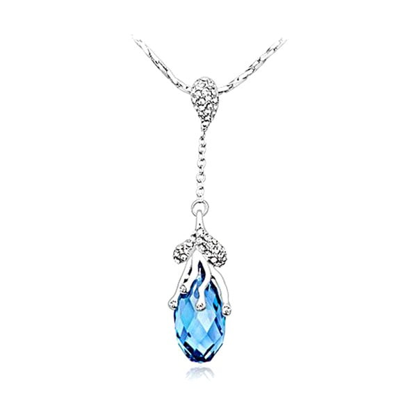 Naszyjnik z niebieskimi kryształami Swarovski Elements Crystals Drop