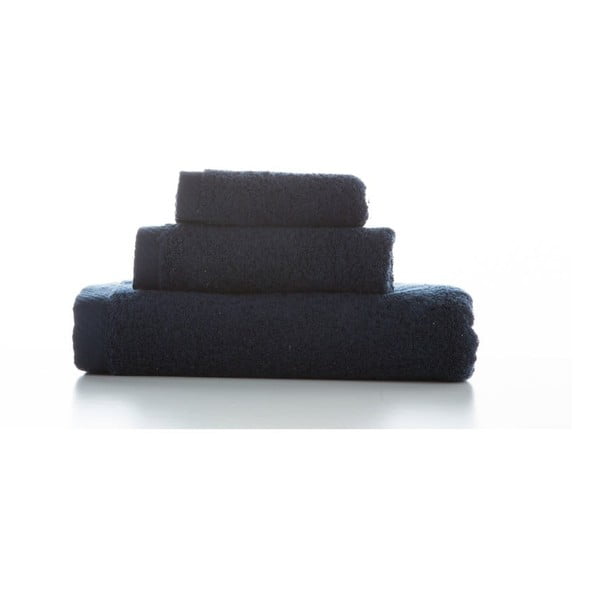 Zestaw 3 ciemnoniebieskich bawełnianych ręczników El Delfin Lisa Coral