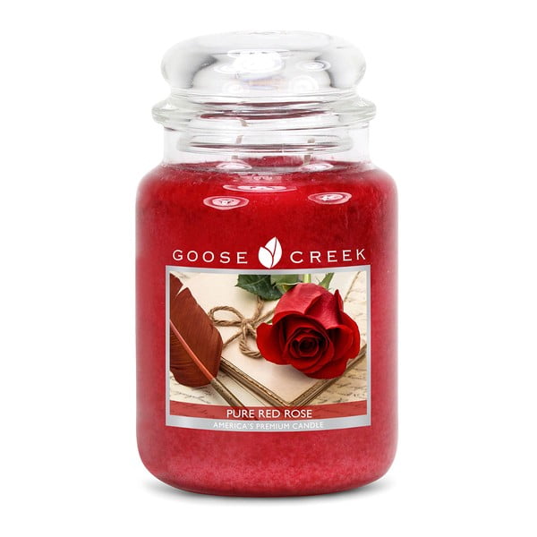 Świeczka zapachowa w szklanym pojemniku Goose Creek Czerwona Róża, 150 godz. palenia