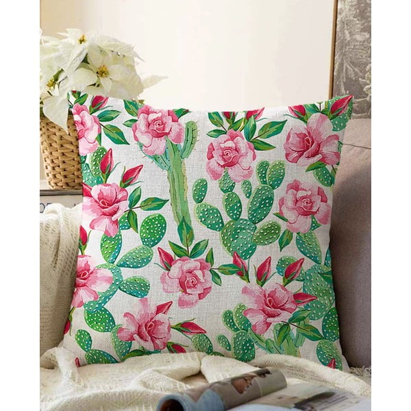 Poszewka na poduszkę z domieszką bawełny Minimalist Cushion Covers Blooming Cactus, 55x55 cm