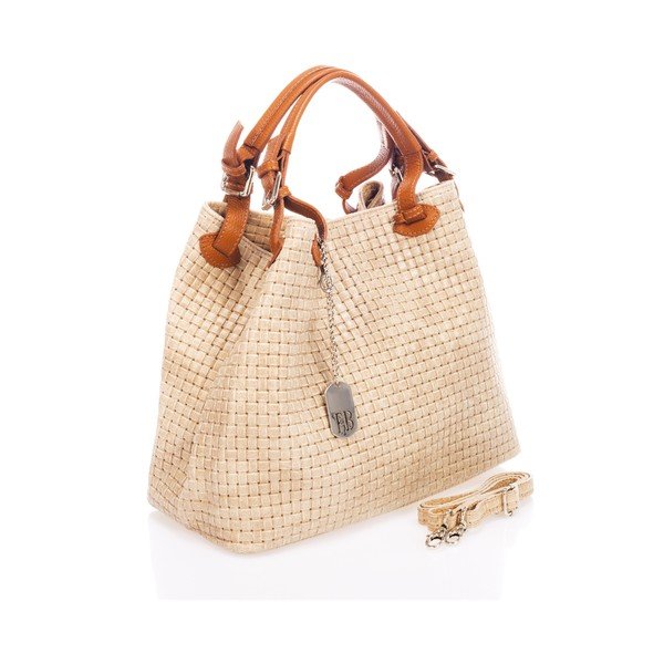 Kremowa skórzana torebka Federica Bass Hydri-image-2