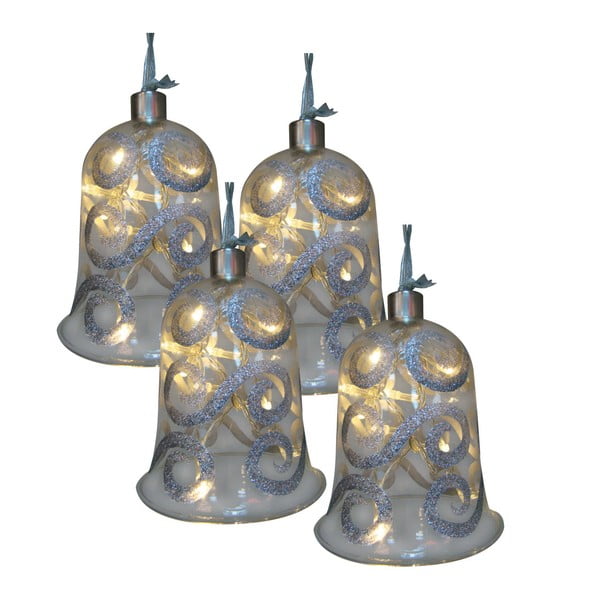 Zestaw 4 dzwoneczków szklanych ze światełkami Naeve