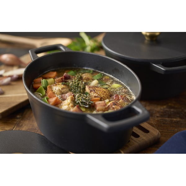 Garnek żeliwny z pokrywką odpowiedni na indukcję 3,8 l – Holm-image-1