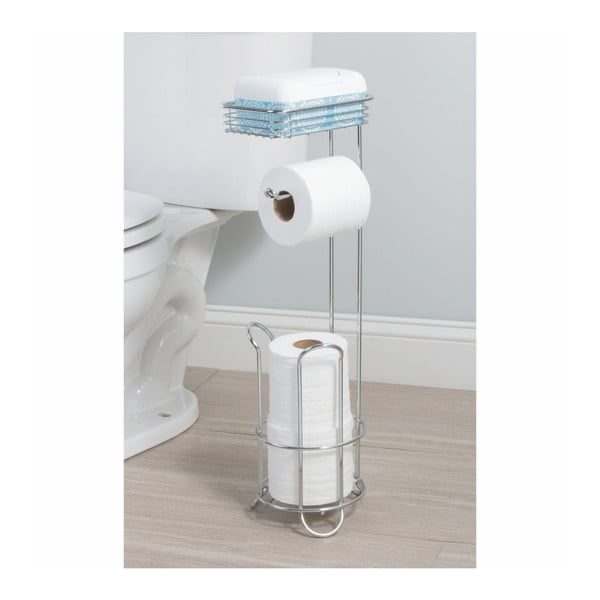 Stalowy stojak na papier toaletowy z półką iDesign-image-3