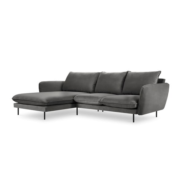 Ciemnoszara narożna aksamitna sofa lewostronna Cosmopolitan Design Vienna-image-3