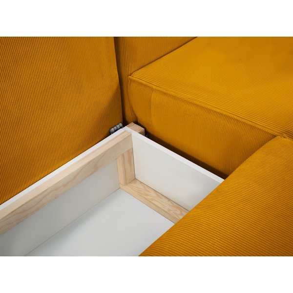 Żółta sztruksowa rozkładana sofa w kształcie "U" Mazzini Sofas Azalea-image-1