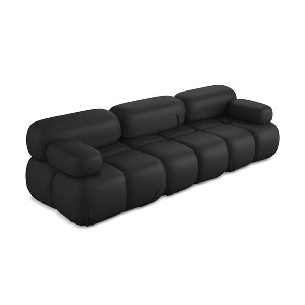 Czarna sofa modułowa z imitacji skóry 285 cm Lokua – Makamii-image-2