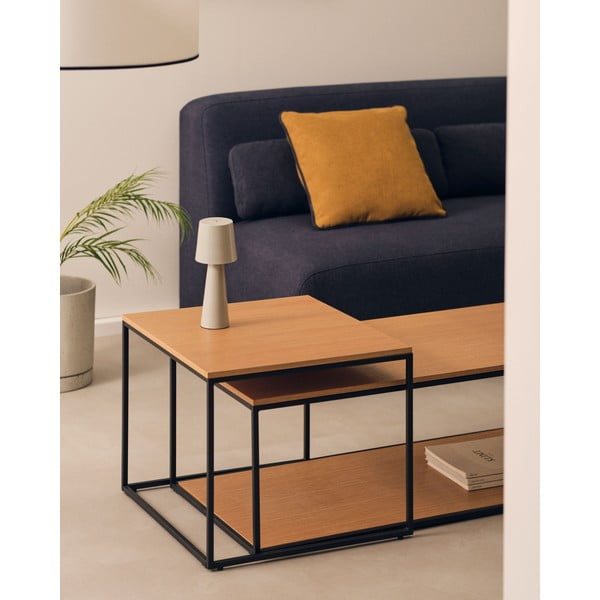 Okrągłe stoliki z blatem w dekorze dębu zestaw 2 szt. 50x100 cm Yoana – Kave Home-image-1